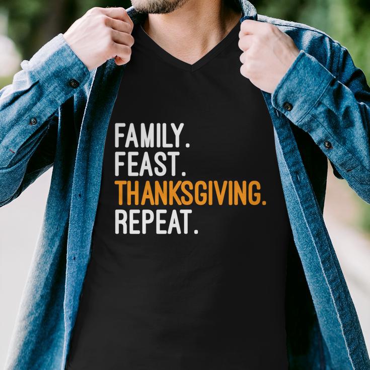 Funny Family Feast Thanksgiving Repeat Cool Gift Men V-Neck Tshirt