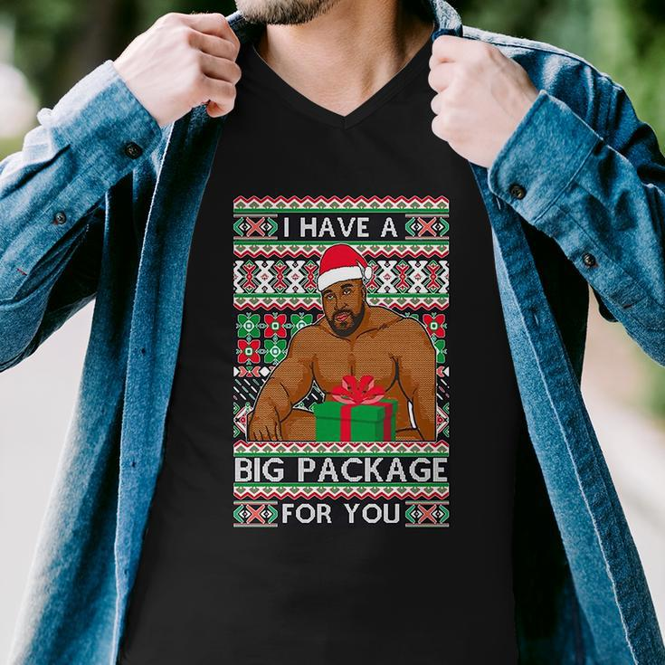 Funny I Have A Big Package For You Ugly Christmas Sweater Tshirt Men V-Neck Tshirt