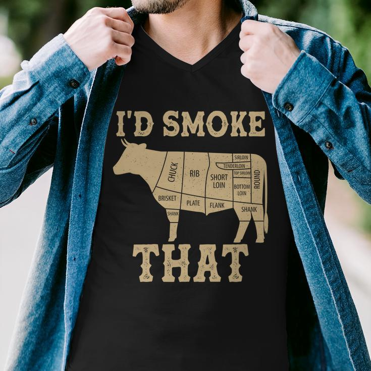 Funny Id Smoke That Cattle Meat Cuts Tshirt Men V-Neck Tshirt