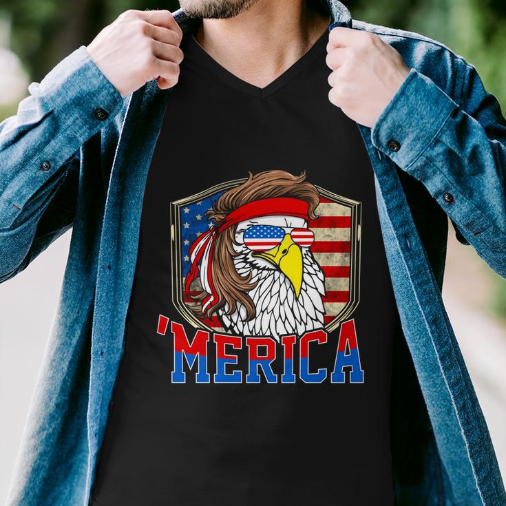 Funny July 4Th Cute Gift Merica 4Th Of July Bald Eagle Mullet Gift Men V-Neck Tshirt