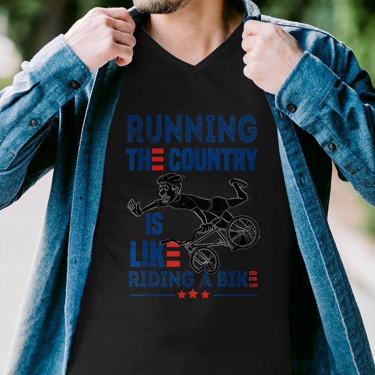 Funny Sarcastic Running The Country Is Like Riding A Bike V2 Men V-Neck Tshirt