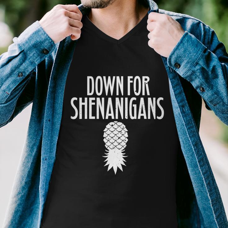 Funny Swingers Gift Down For Shenanigans Pineapple Swinger Party Gift Tshirt Men V-Neck Tshirt