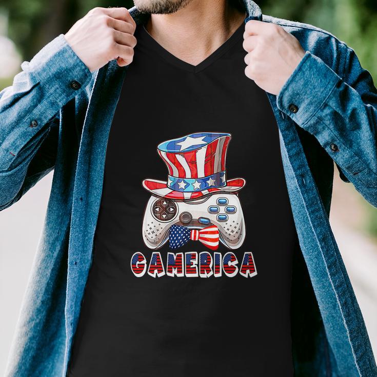 Gamerica 4Th Of July Usa Flag Men V-Neck Tshirt