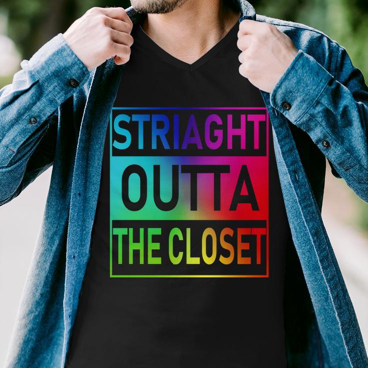 Gay Pride Straight Outta The Closet Tshirt Men V-Neck Tshirt