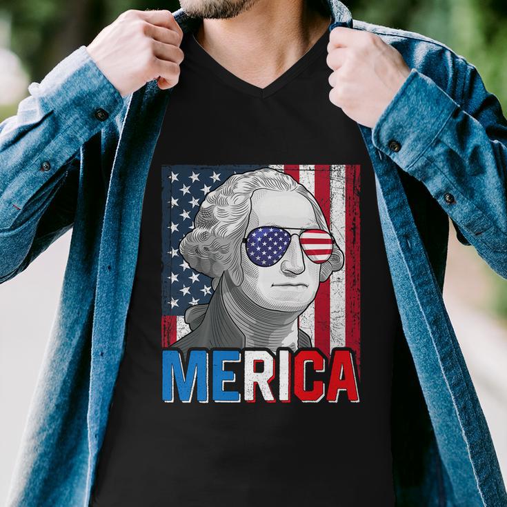 George Washington 4Th Of July Merica Men Women American Flag Men V-Neck Tshirt