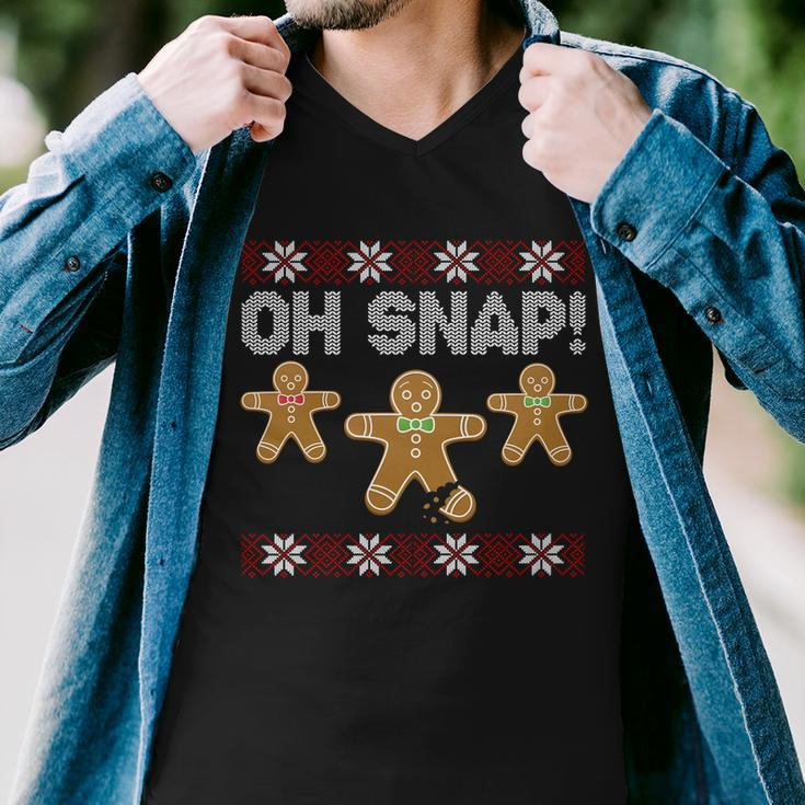 Gingerbread Oh Snap Ugly Christmas Sweater Men V-Neck Tshirt