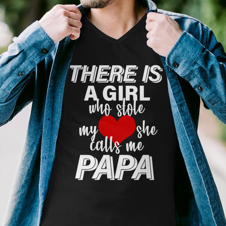 Girl Who Stole My Heat Calls Me Papa Fathers Day Tshirt Men V-Neck Tshirt