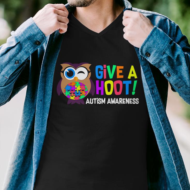 Give A Hoot Autism Awareness Men V-Neck Tshirt