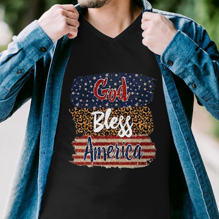 God Bless America Flag Gift 4Th Of July Independence Day Gift Men V-Neck Tshirt