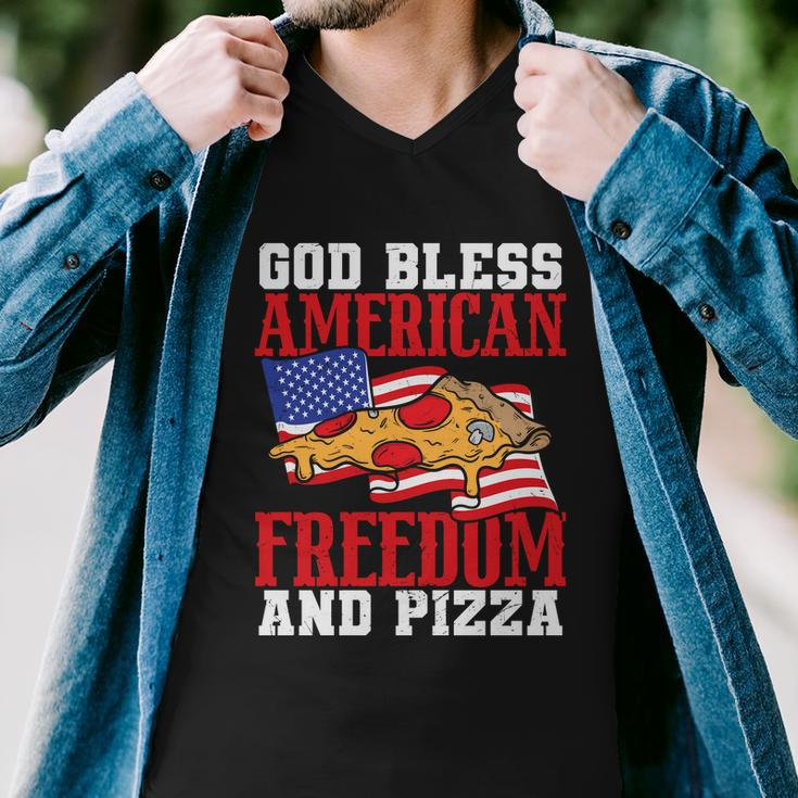 God Bless American Freedom And Pizza Plus Size Shirt For Men Women And Family Men V-Neck Tshirt