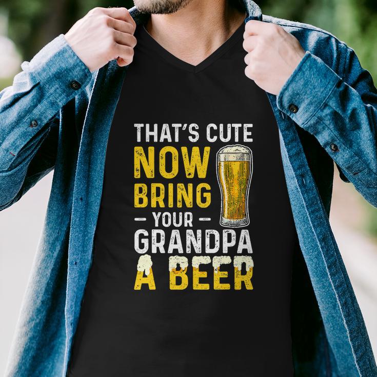 Grandpa A Beer Fathers Day Funny Drinking Men V-Neck Tshirt