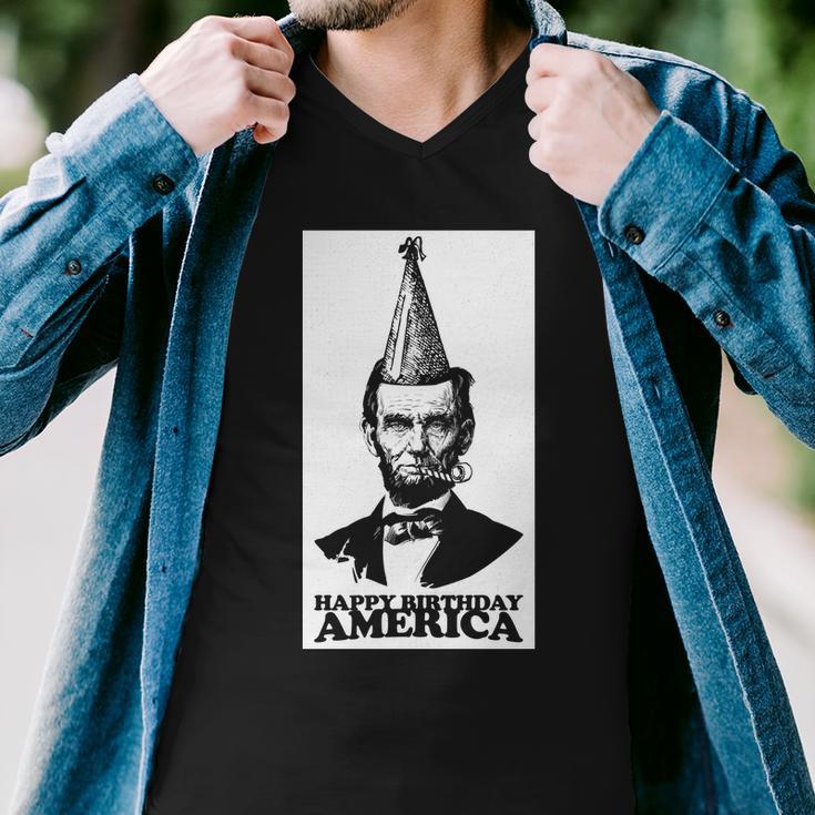 Happy Birthday America Abe Lincoln Men V-Neck Tshirt