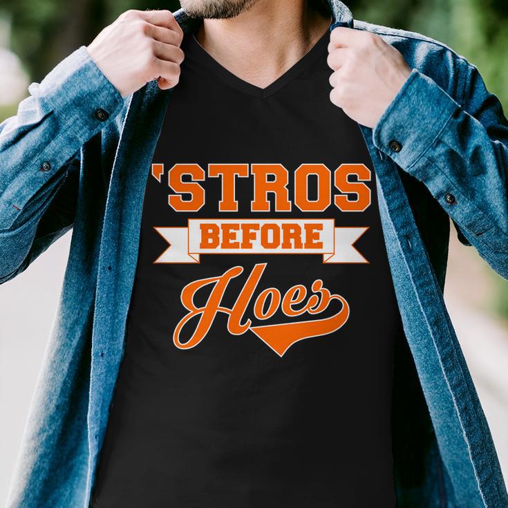 Houston Stros Before Hoes Baseball Script Tshirt Men V-Neck Tshirt