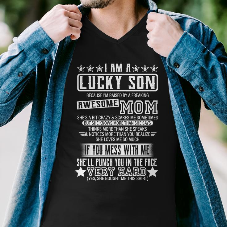 I Am A Lucky Son Funny Awesome Mom Tshirt Men V-Neck Tshirt