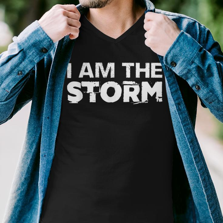 I Am The Storm Fate Devil Whispers Motivational Distressed Men V-Neck Tshirt