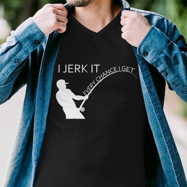 I Jerk It Funny Fishing Pole Tshirt Men V-Neck Tshirt