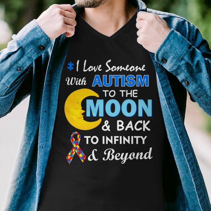 I Love Someone With Autism To The Moon & Back V2 Men V-Neck Tshirt