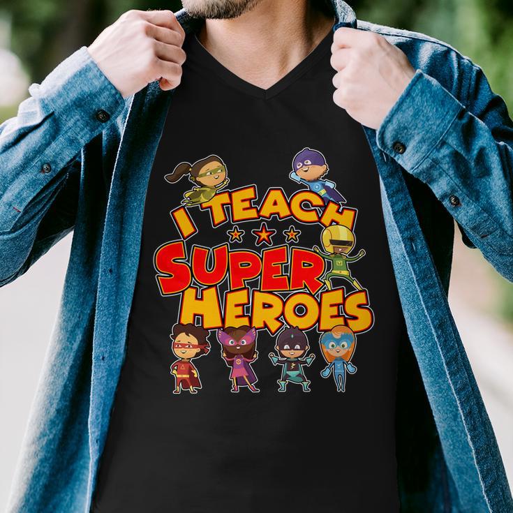 I Teach Superheroes Men V-Neck Tshirt