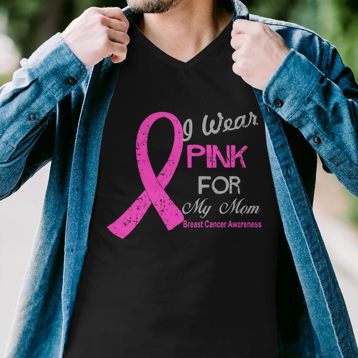 I Wear Pink For My Mom Breast Cancer Awareness Tshirt Men V-Neck Tshirt