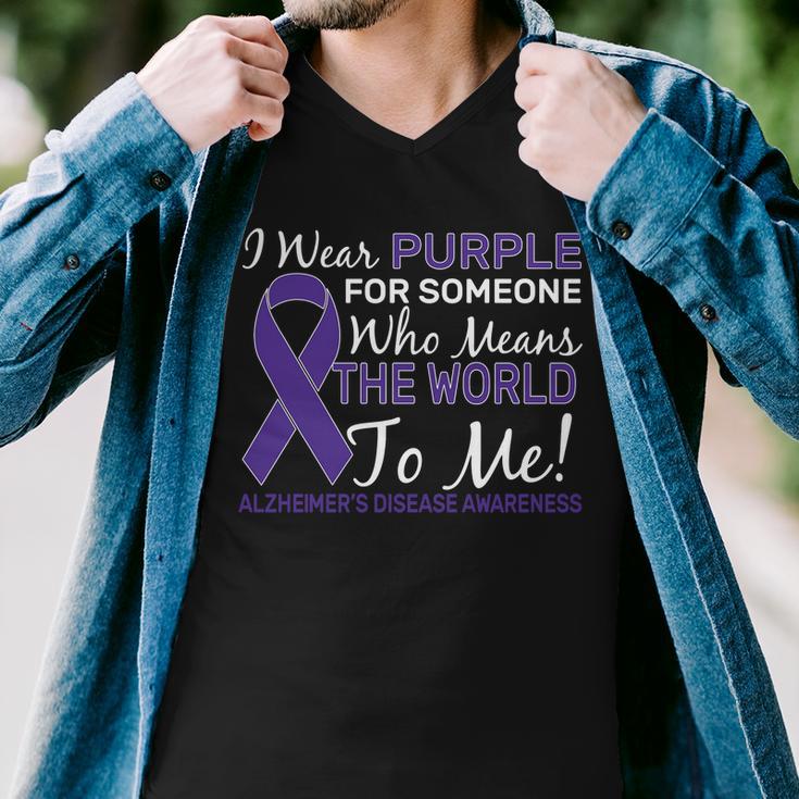 I Wear Purple Alzheimers Disease Awareness Tshirt Men V-Neck Tshirt