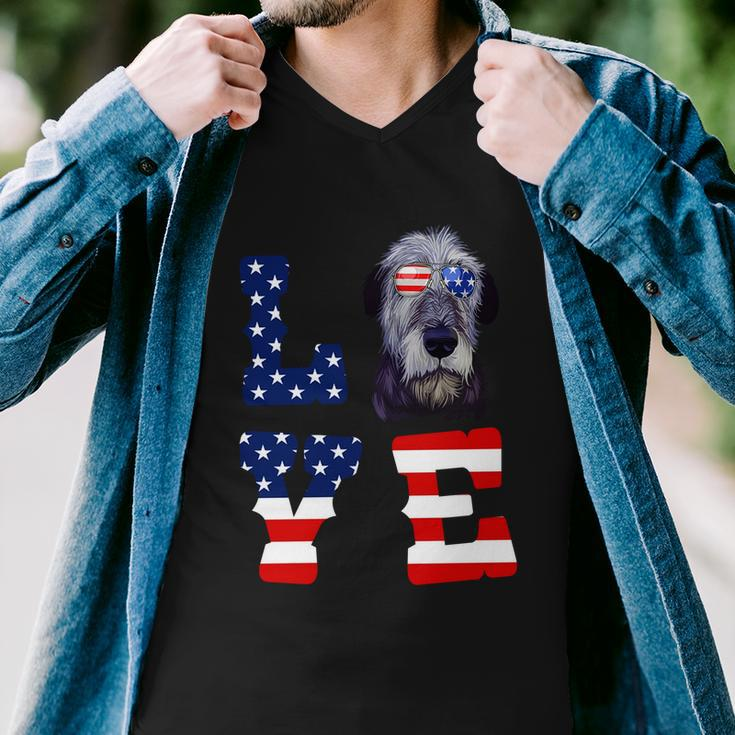 Irish Wolfhound Love Dog American Flag 4Th Of July Usa Funny Gift Men V-Neck Tshirt