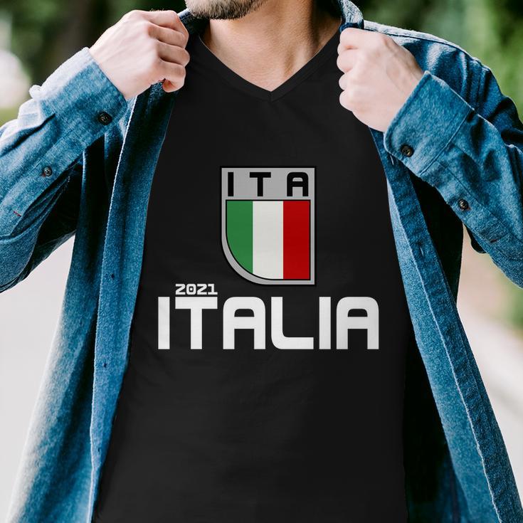 Italy Italia 2021 Football Soccer Logo Tshirt Men V-Neck Tshirt