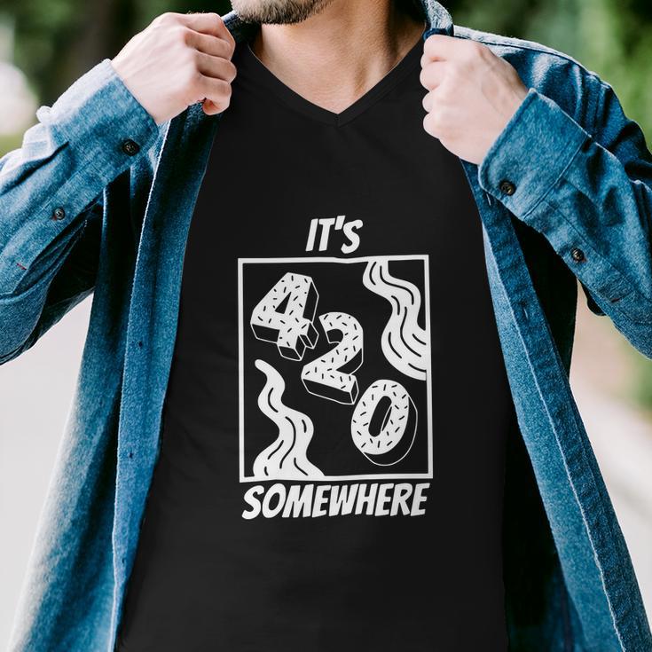 Its 420 Somewhere Funny Cannabis Men V-Neck Tshirt