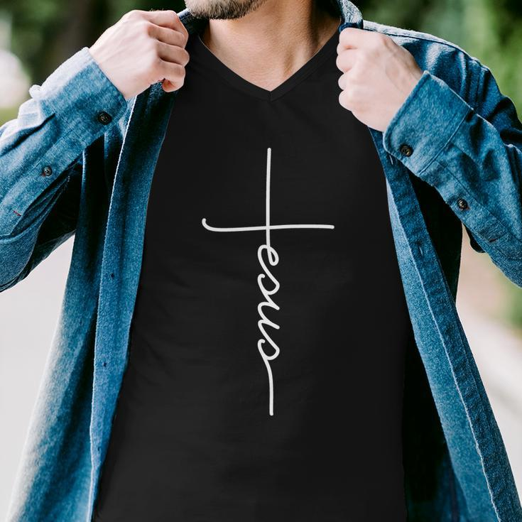 Jesus Christ Faith Christian Cross Logo Tshirt Men V-Neck Tshirt