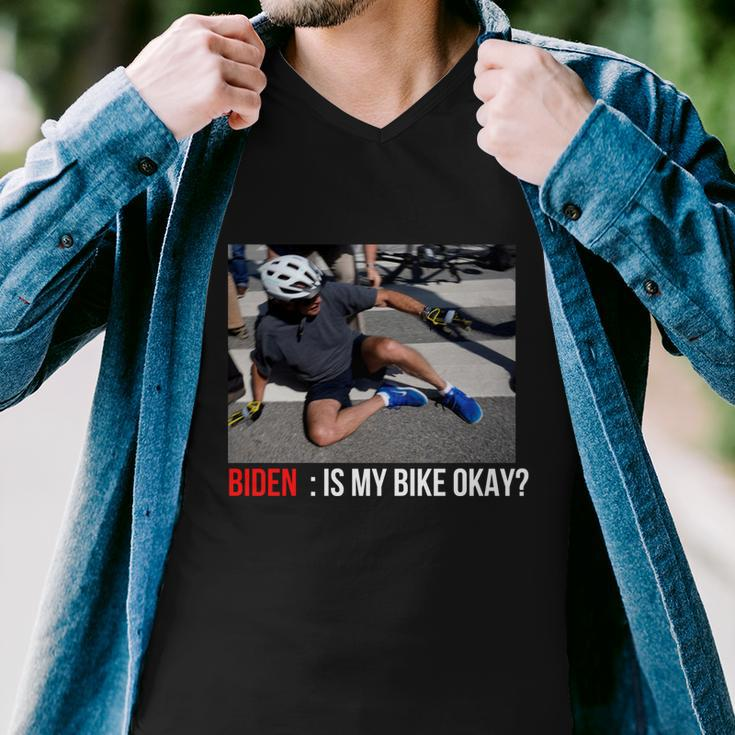 Joe Biden Falls Off His Bike Funny Biden Bike Men V-Neck Tshirt