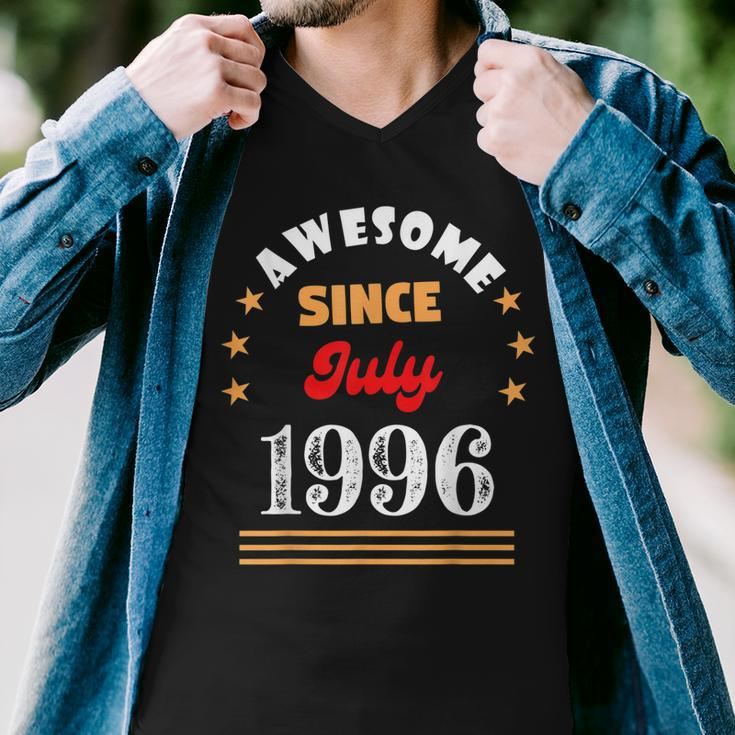 July 1996 Birthday Awesome Since 1996 July Vintage Cool Men V-Neck Tshirt