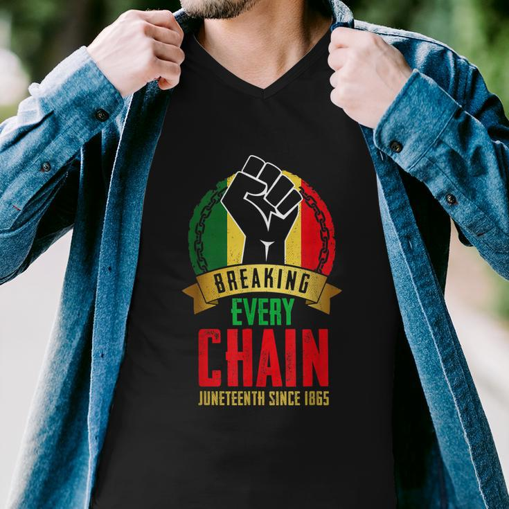 Juneteenth Breaking Every Chain Since 1865 Black Freedom Men V-Neck Tshirt