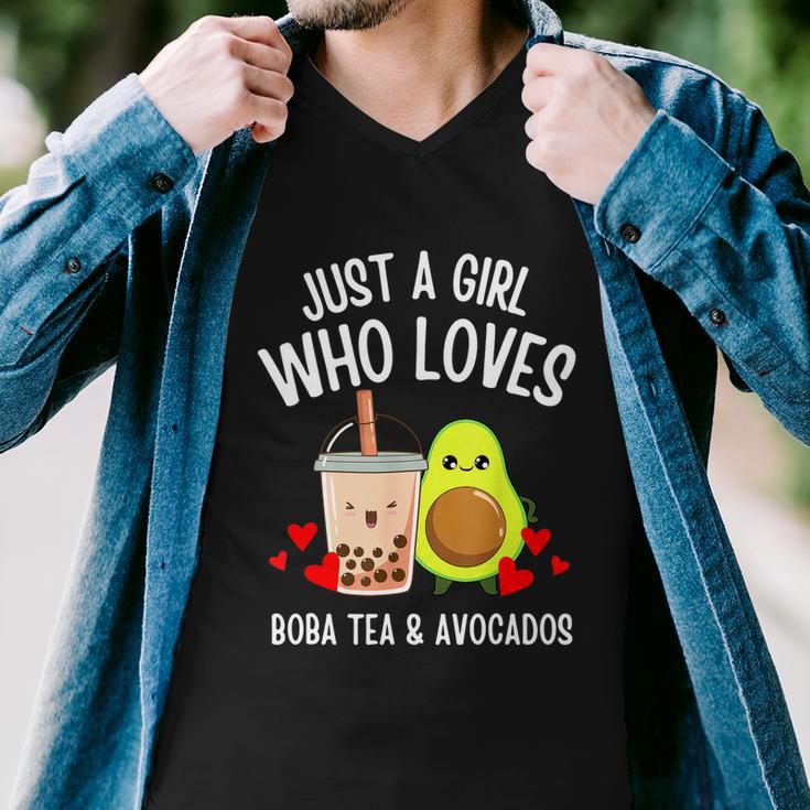 Just A Girl Who Loves Boba Tea & Avocados Cute Kawaii Teen Tshirt Men V-Neck Tshirt