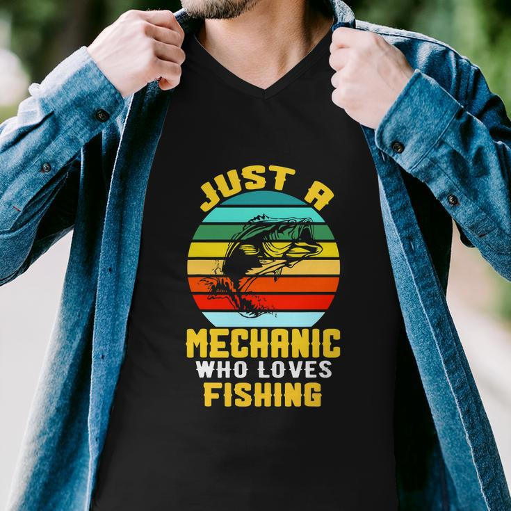 Just A Mechanic Fishing Funny Men V-Neck Tshirt