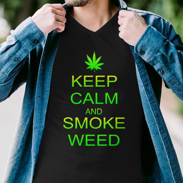 Keep Calm And Smoke Weed Men V-Neck Tshirt