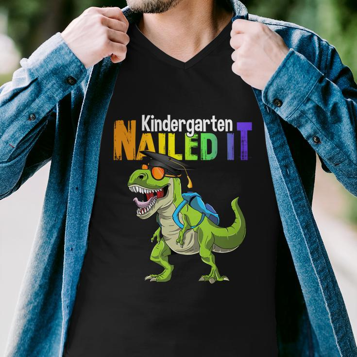 Kindergarten Nailed It Graduation Class Of 2022 Dinosaur Funny Gift Men V-Neck Tshirt
