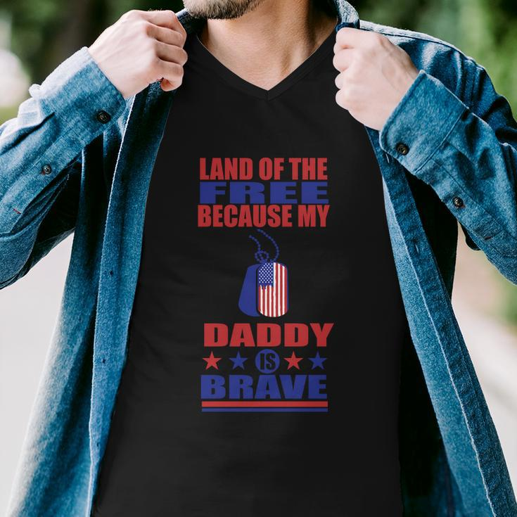 Land Of The Free Because Daddy Is Brave 4Th Of July Men V-Neck Tshirt