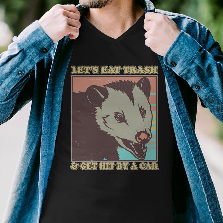 Lets Eat Trash And Get Hit By A Car Opossum Men V-Neck Tshirt