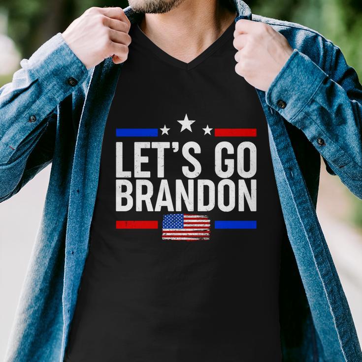 Lets Go Brandon Distress Usa Flag Fjb Chant Tshirt Men V-Neck Tshirt