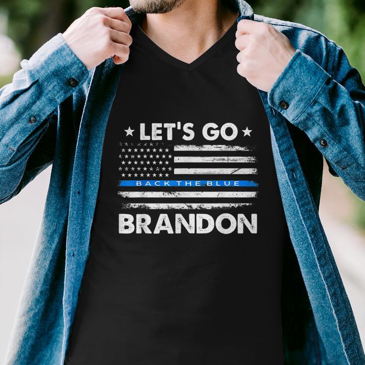 Lets Go Brandon Shirt Thin Blue Line Us Flag Men V-Neck Tshirt