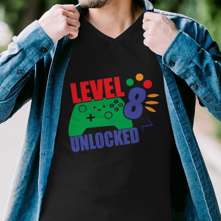 Level 8 Unlocked 8Th Gamer Video Game Birthday Video Game Graphic Design Printed Casual Daily Basic Men V-Neck Tshirt