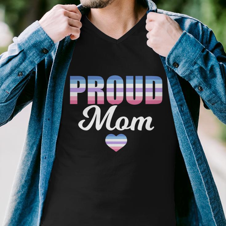 Lgbtq Bigender Flag Heart Proud Mom Mothers Day Bi Gender Meaningful Gift Men V-Neck Tshirt