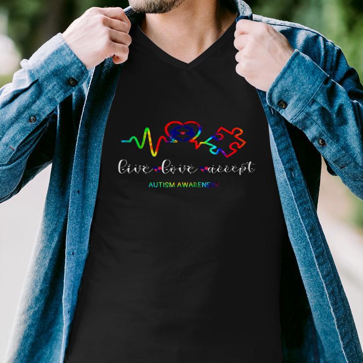 Live Love Accept Autism Awareness Men V-Neck Tshirt