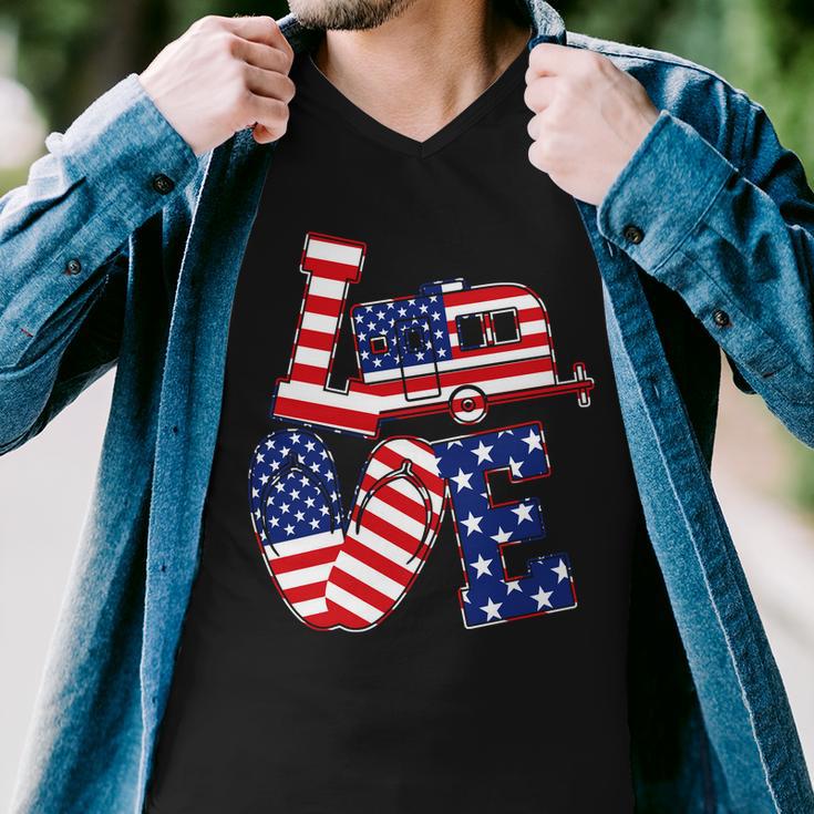 Love Usa Camping Tshirt Men V-Neck Tshirt