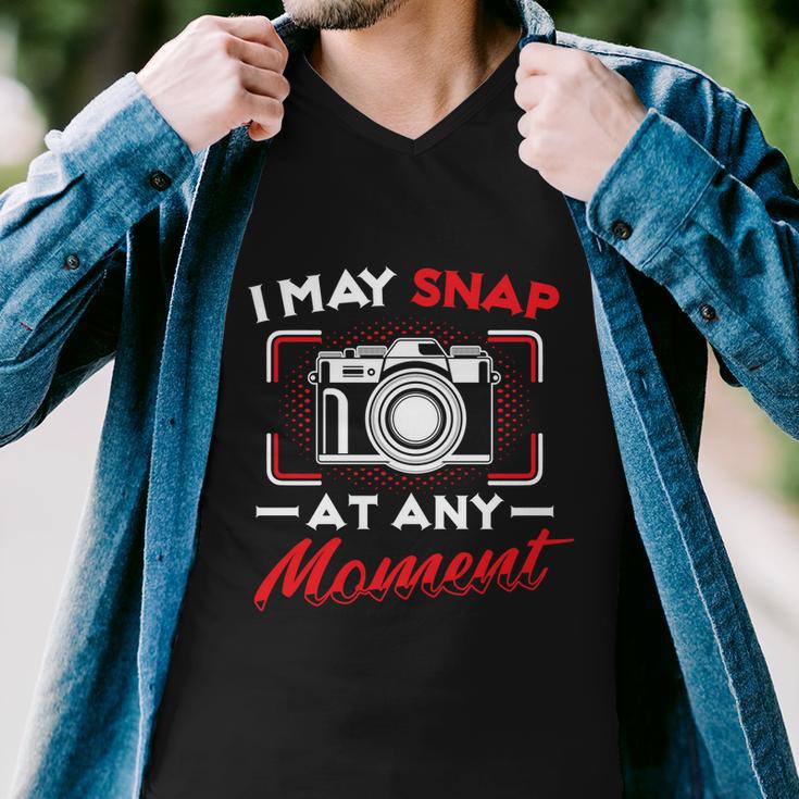 May Snap At Any Moment Photography Camera Photographer Gift Men V-Neck Tshirt