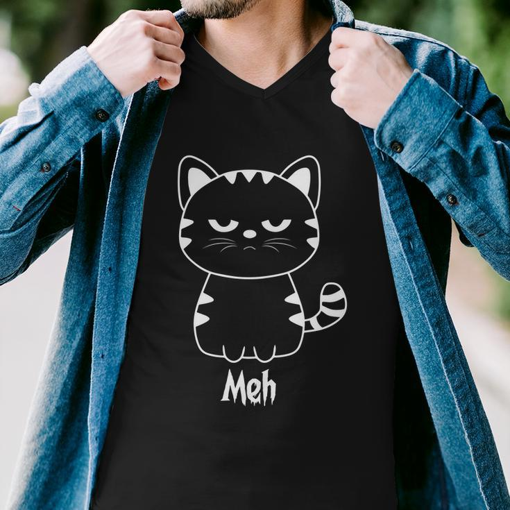 Meh Cat Halloween Quote Men V-Neck Tshirt