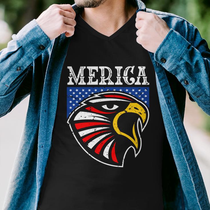 Merica 4Th Of July American Flag Bald Eagle Mullet 4Th July Gift Men V-Neck Tshirt