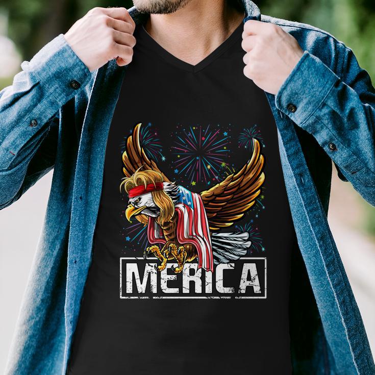 Merica Bald Eagle Mullet 4Th Of July American Flag Patriotic Funny Gift Men V-Neck Tshirt