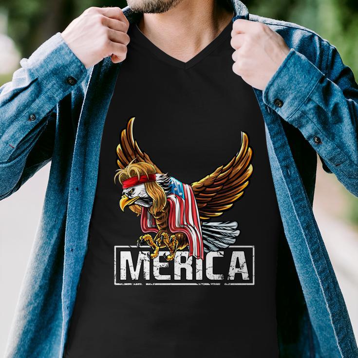 Merica Bald Eagle Mullet 4Th Of July American Flag Patriotic Gift Men V-Neck Tshirt