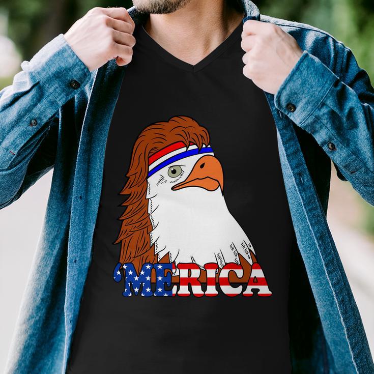 Merica Bald Eagle Retro Usa Flag Tshirt Men V-Neck Tshirt