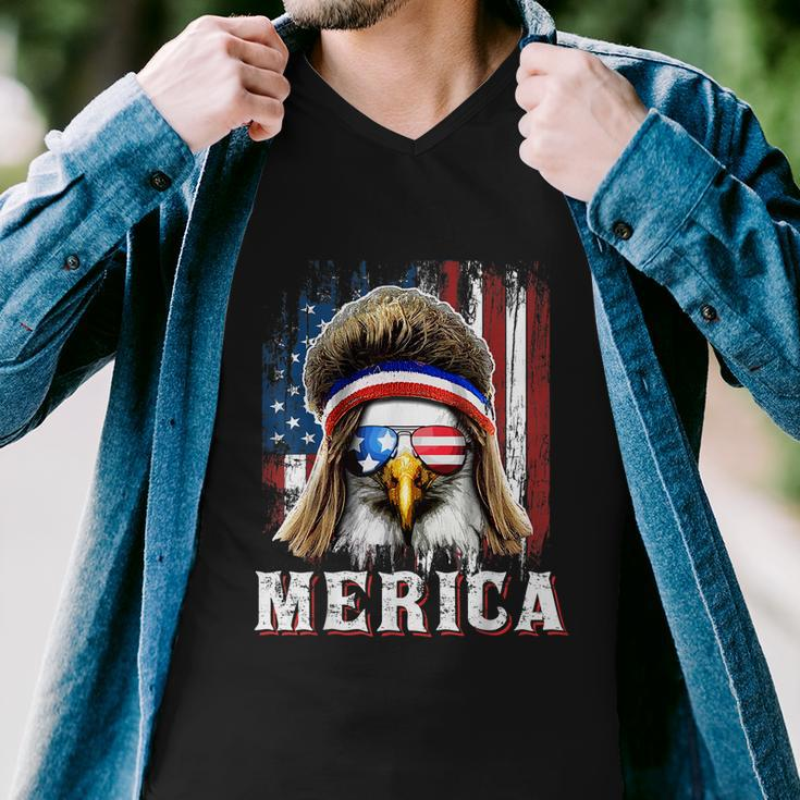 Merica Eagle Mullet 4Th Of July American Flag Stars Stripes Men V-Neck Tshirt
